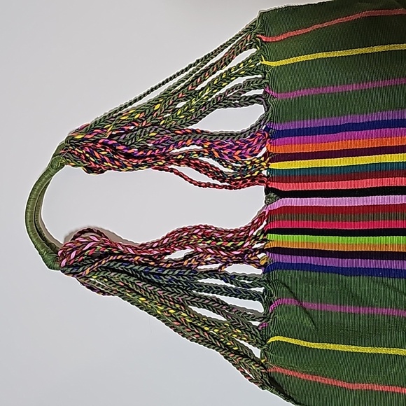 Chiapas Woven Market Hammock Bag Purse‎ Tote Sack Striped Mexico Colorful - Picture 2 of 6